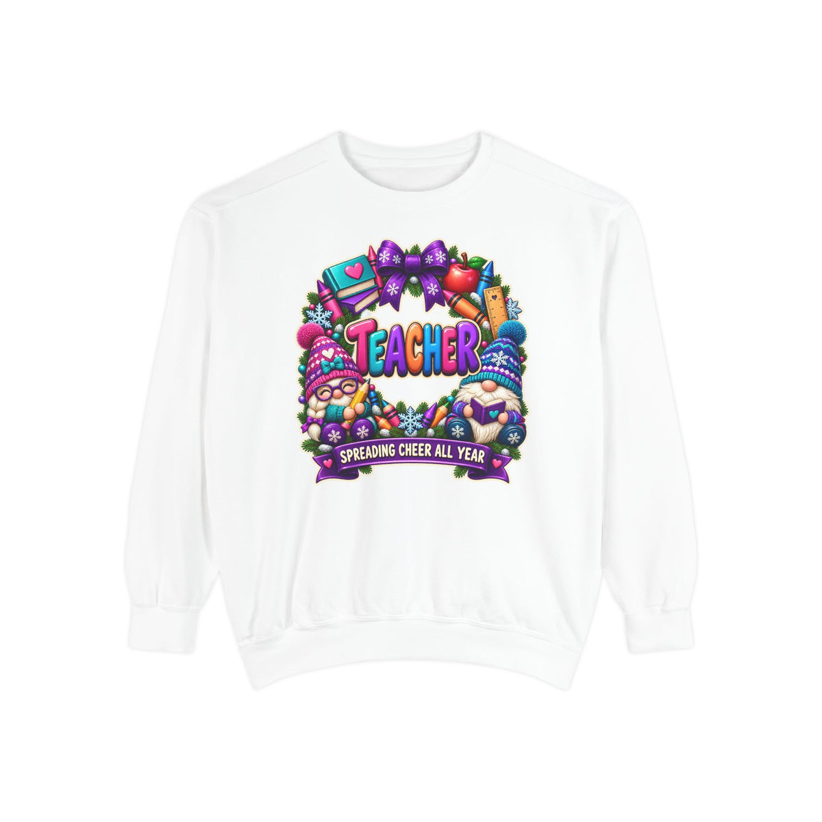 Teacher Spreading Gnomes Cheer All Year Christmas Sweatshirt