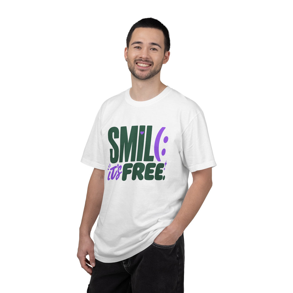 SMIL(: IT’S FREE. Forest Green & Purple Garment-Dyed Graphic Tee