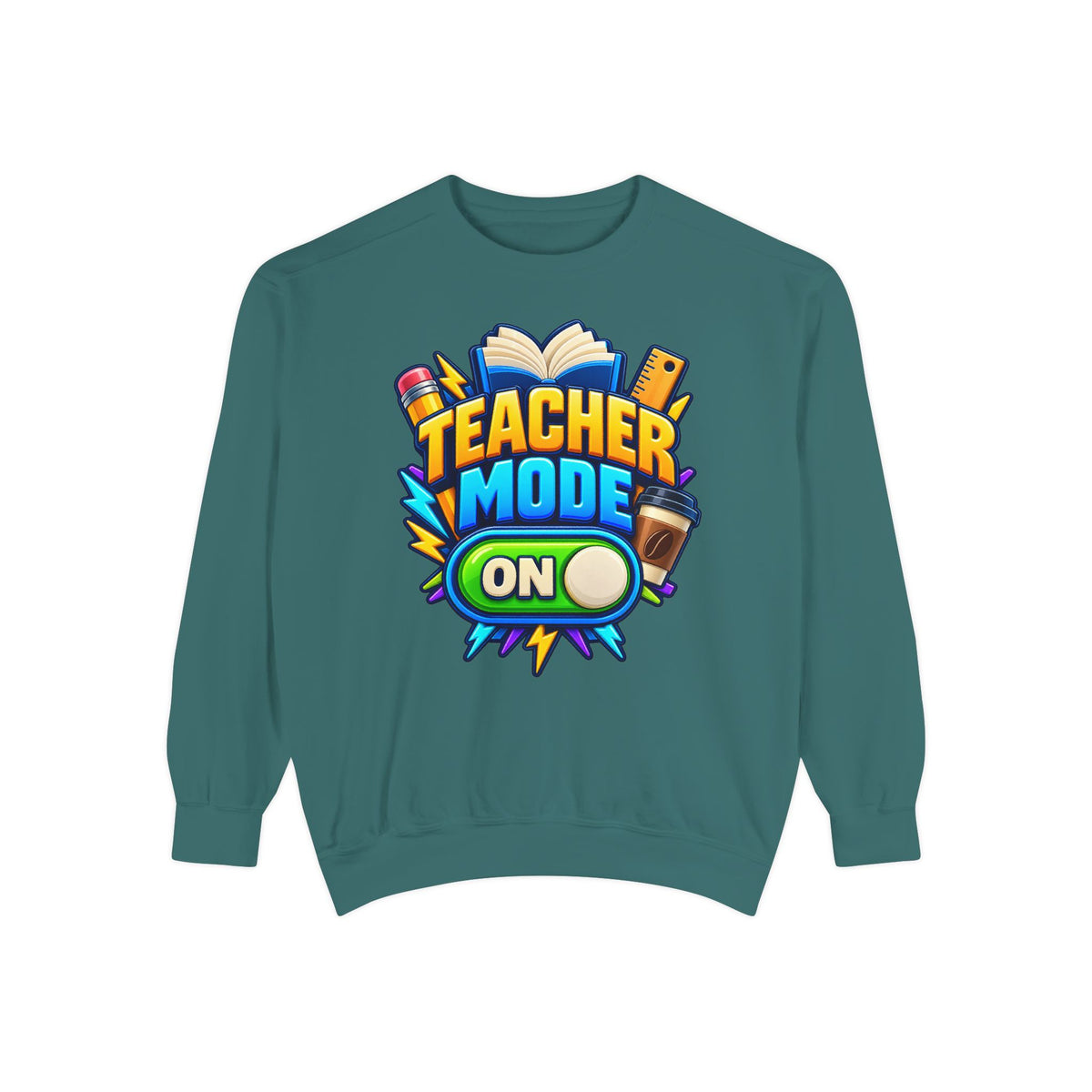 Teacher Mode On Sweatshirt 📚☕ | Funny Teacher Crewneck