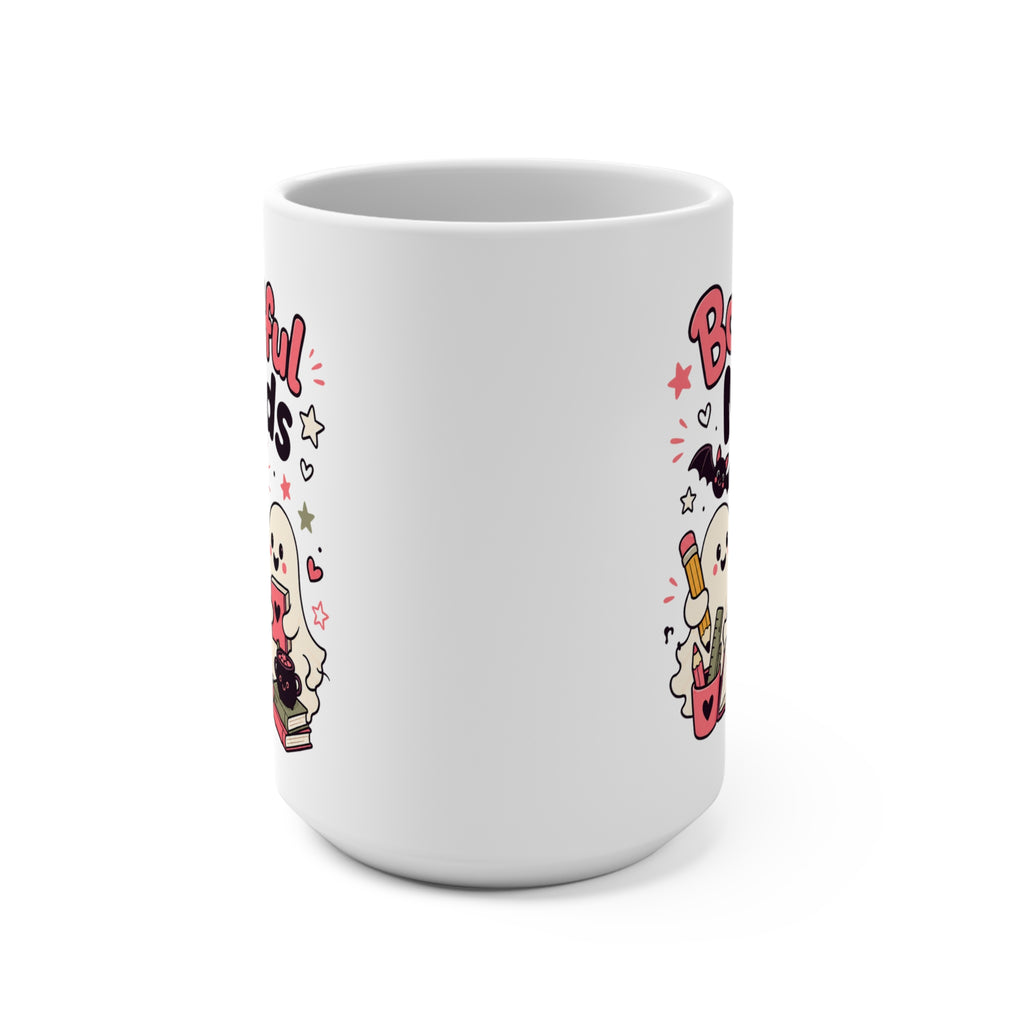 Boo-tiful Minds Mug - Cute Halloween Teacher Coffee Cup - Spooky School Gift for Teachers, Students, Book Lovers and Educators