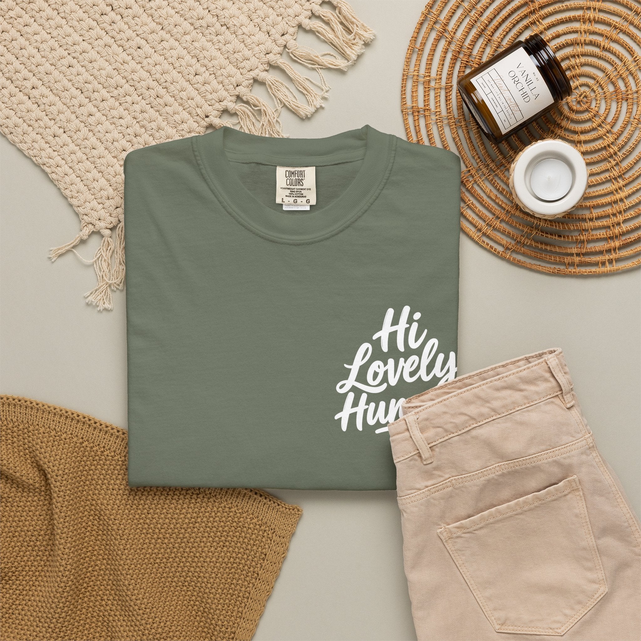 Hi Lovely Human — Inspirational Garment-Dyed Adult T-Shirt