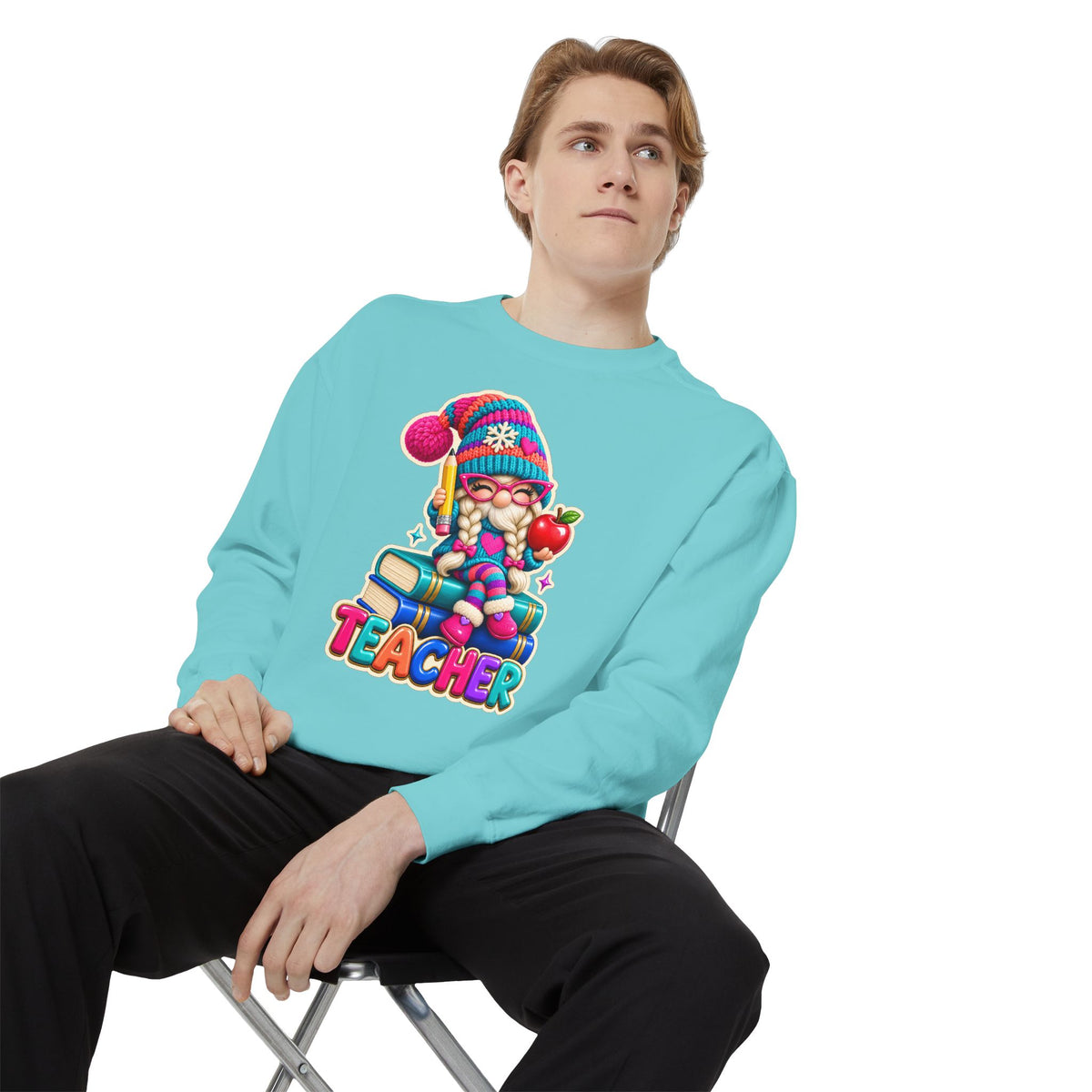 Teacher Gnome Book Lover Holiday Sweatshirt