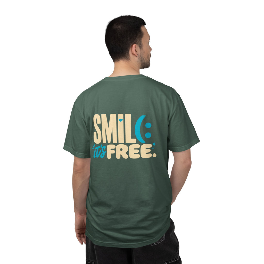 SMIL(: IT’S FREE. Charcoal & Plum Front-and-Back Tee
