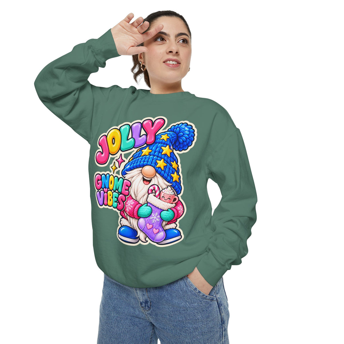 Jolly Gnome Vibes Christmas Sweatshirt