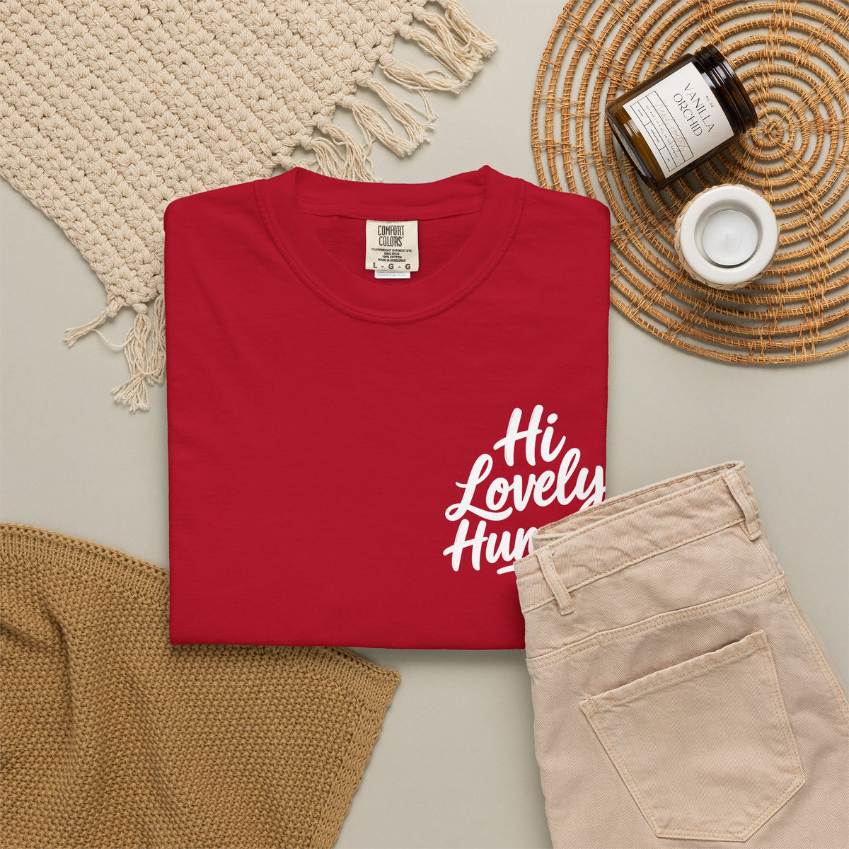 Hi Lovely Human — Inspirational Garment-Dyed Adult T-Shirt