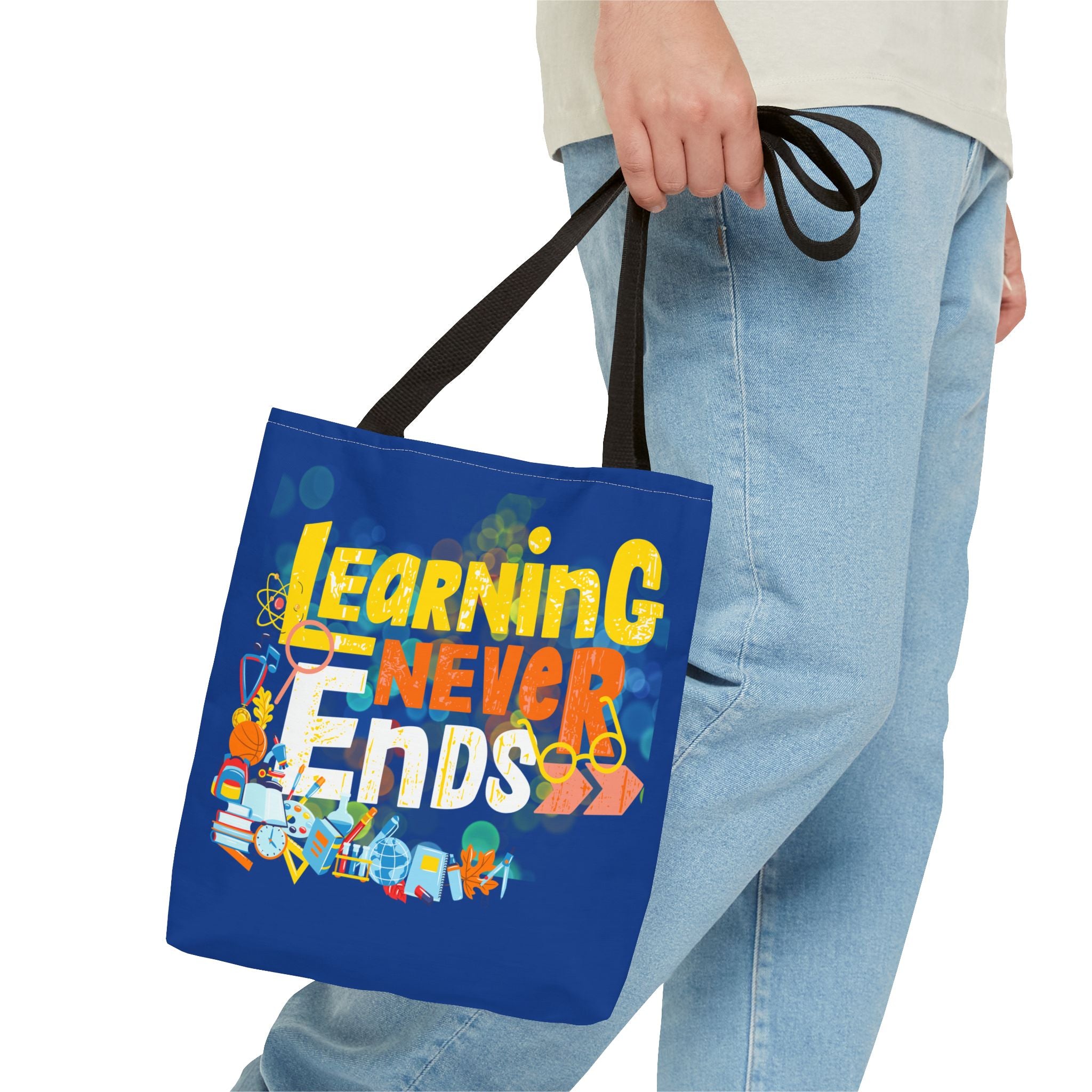 Learning Never Ends - Great Things Await Tote Bag (AOP)