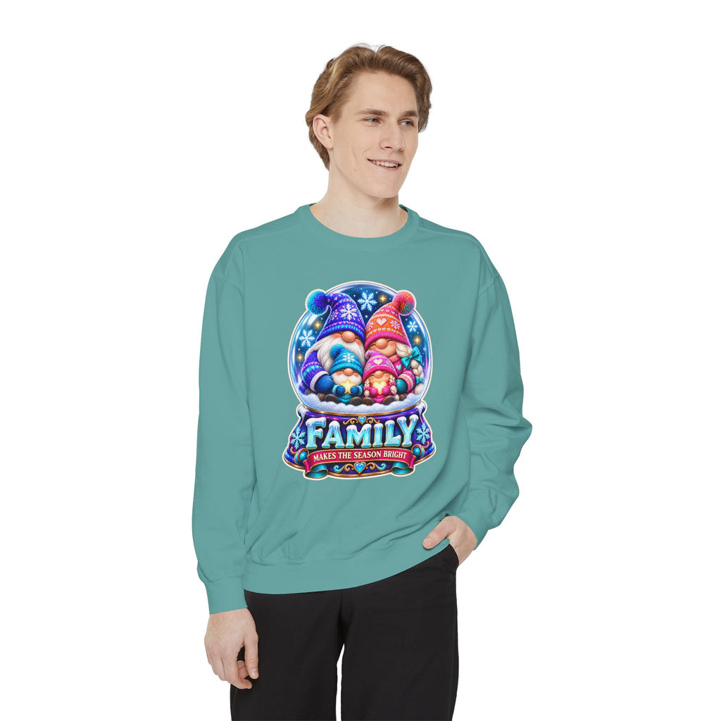 Family Gnome Christmas Sweatshirt "Family Makes the Season Bright"