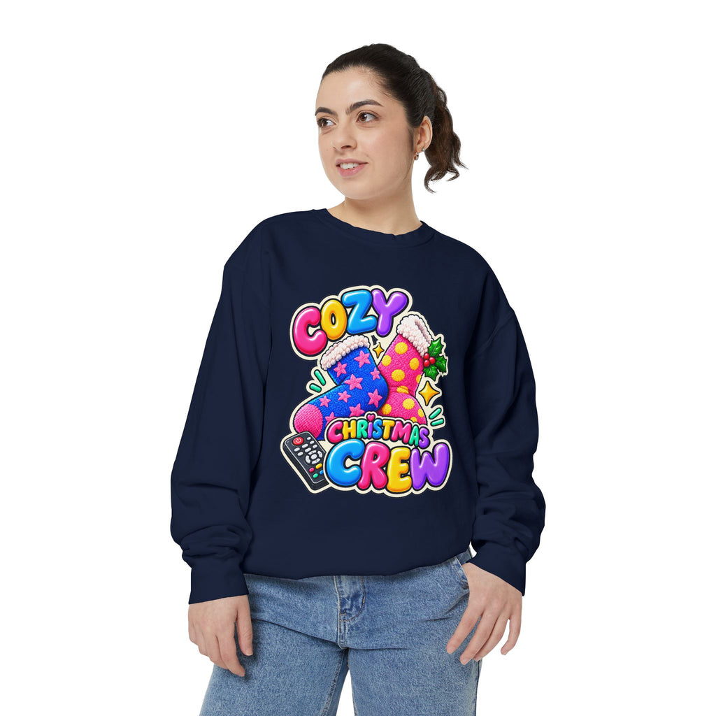 Cozy Christmas Crew Crewneck Sweatshirt 🧦🎄📺
