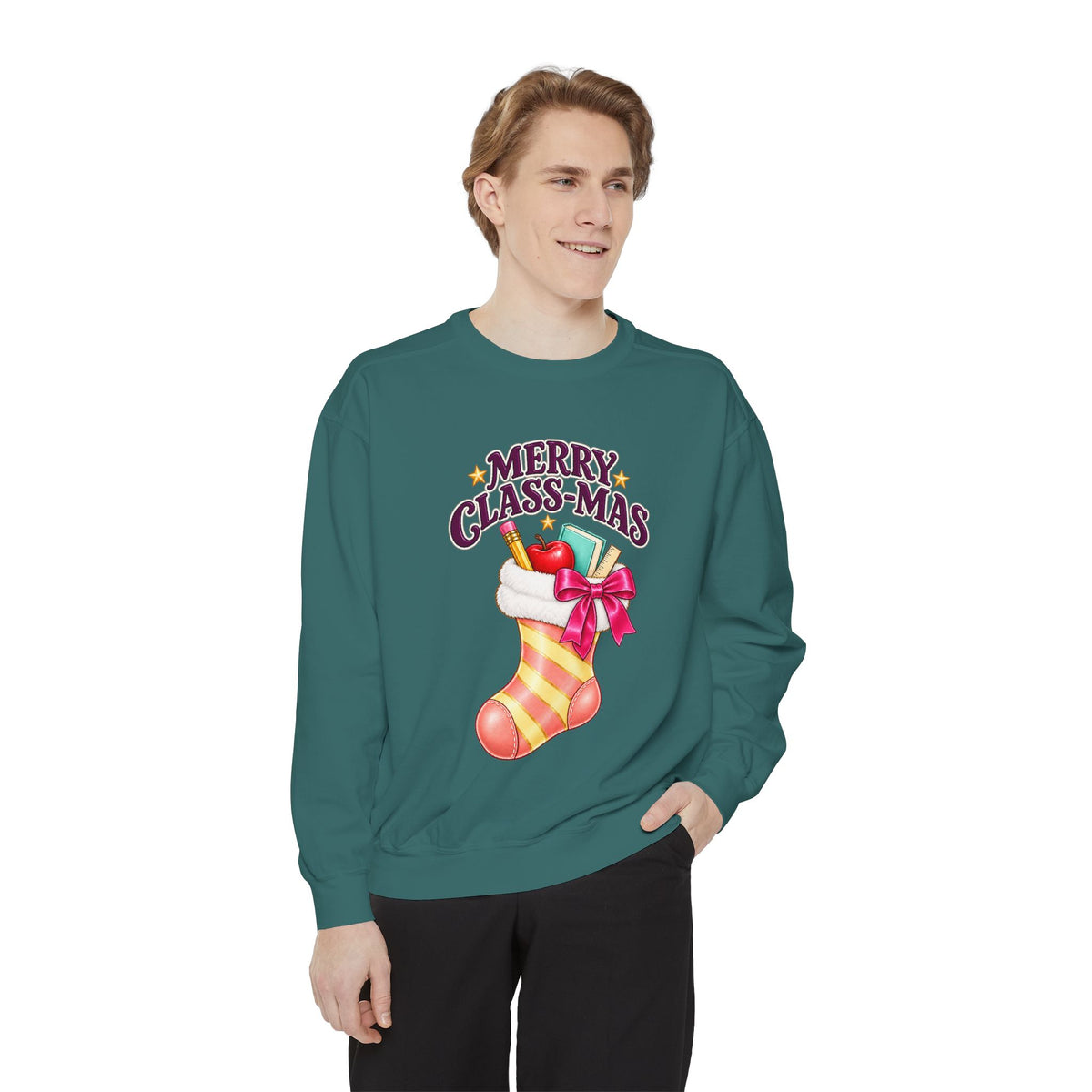Merry Class-mas Sweatshirt – Cute Christmas Stocking Teacher Holiday Sweater