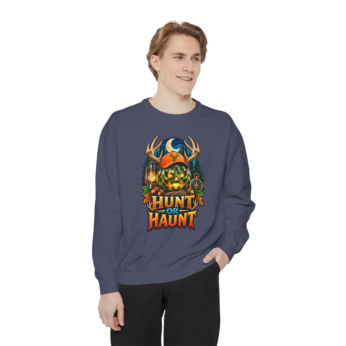 Hunt or Haunt Halloween Sweatshirt 🎃🍂 | Pumpkin Outdoor Crewneck