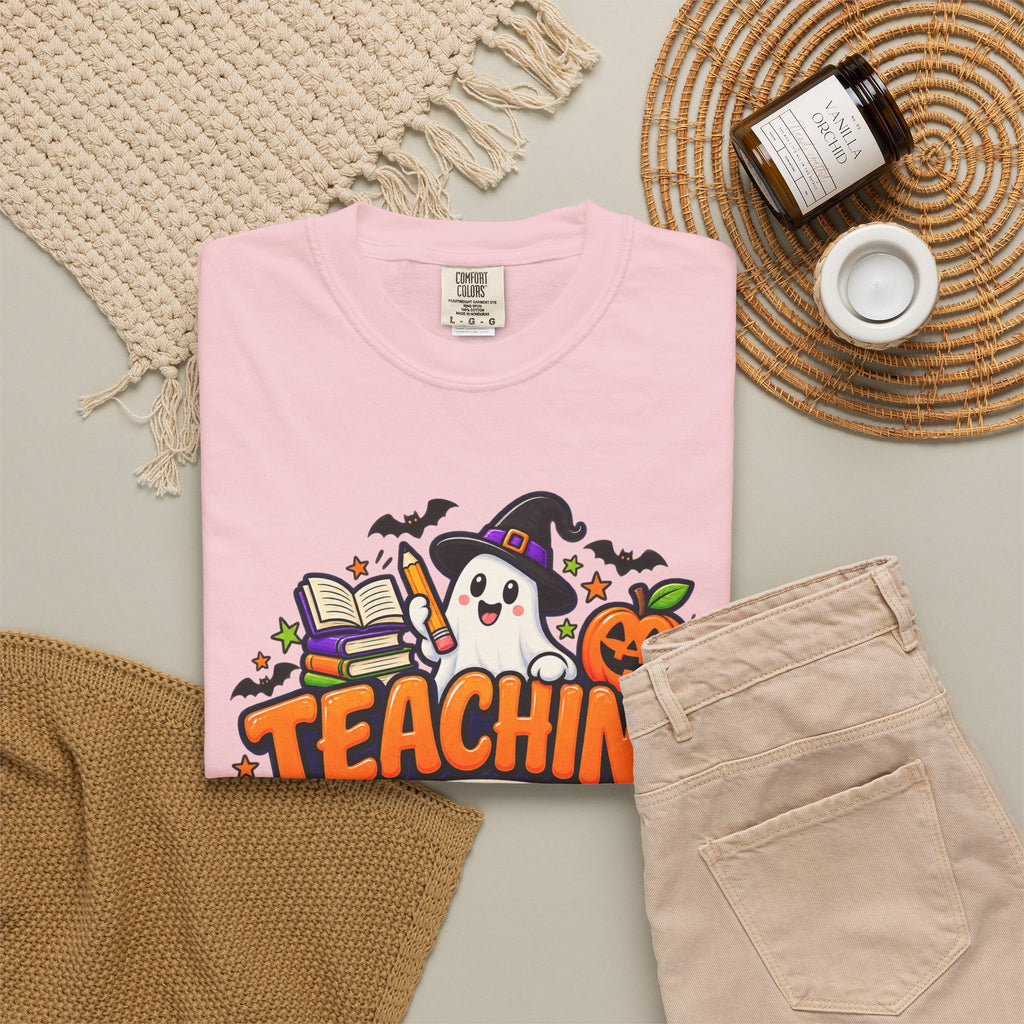 Teaching Is a Treat Halloween T-Shirt — Cute Ghost & Pumpkin Teacher Tee