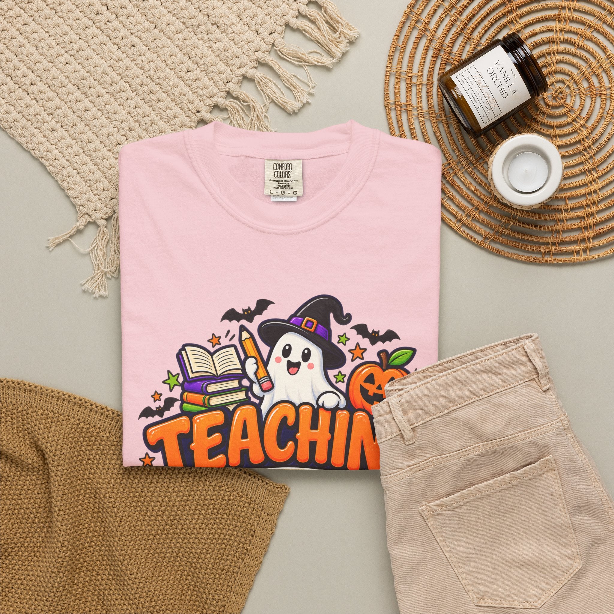 Teaching Is a Treat Halloween T-Shirt — Cute Ghost & Pumpkin Teacher Tee