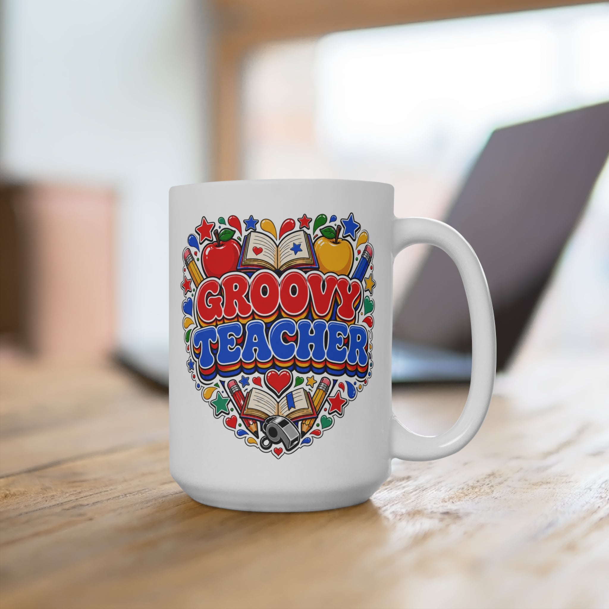 Groovy Teacher Retro Coffee Cup - Colorful School-Themed Teacher Gift | Teacher Appreciation Mug
