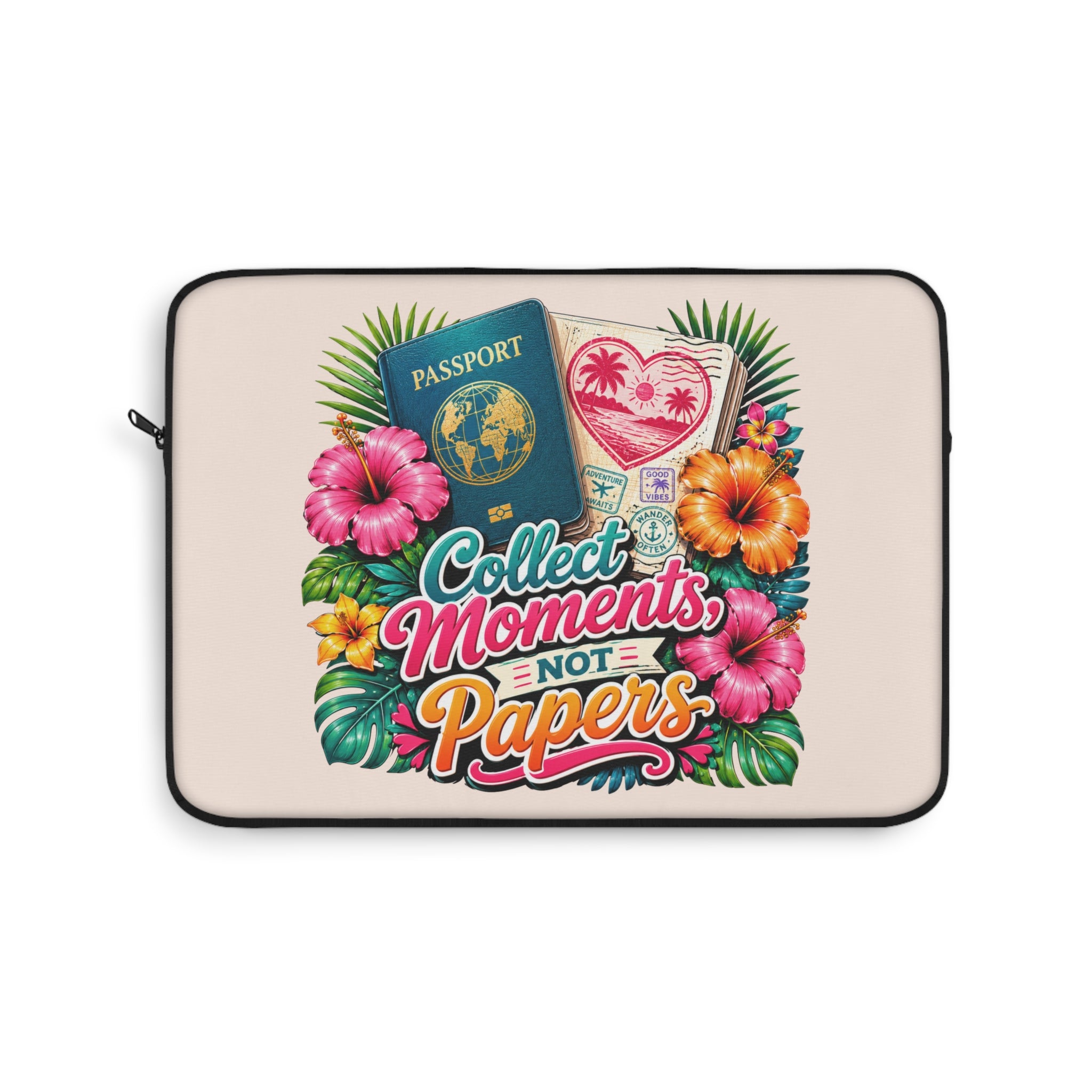 Collect Moments, Not Papers - Sunkissed Peach Laptop and iPad Sleeve