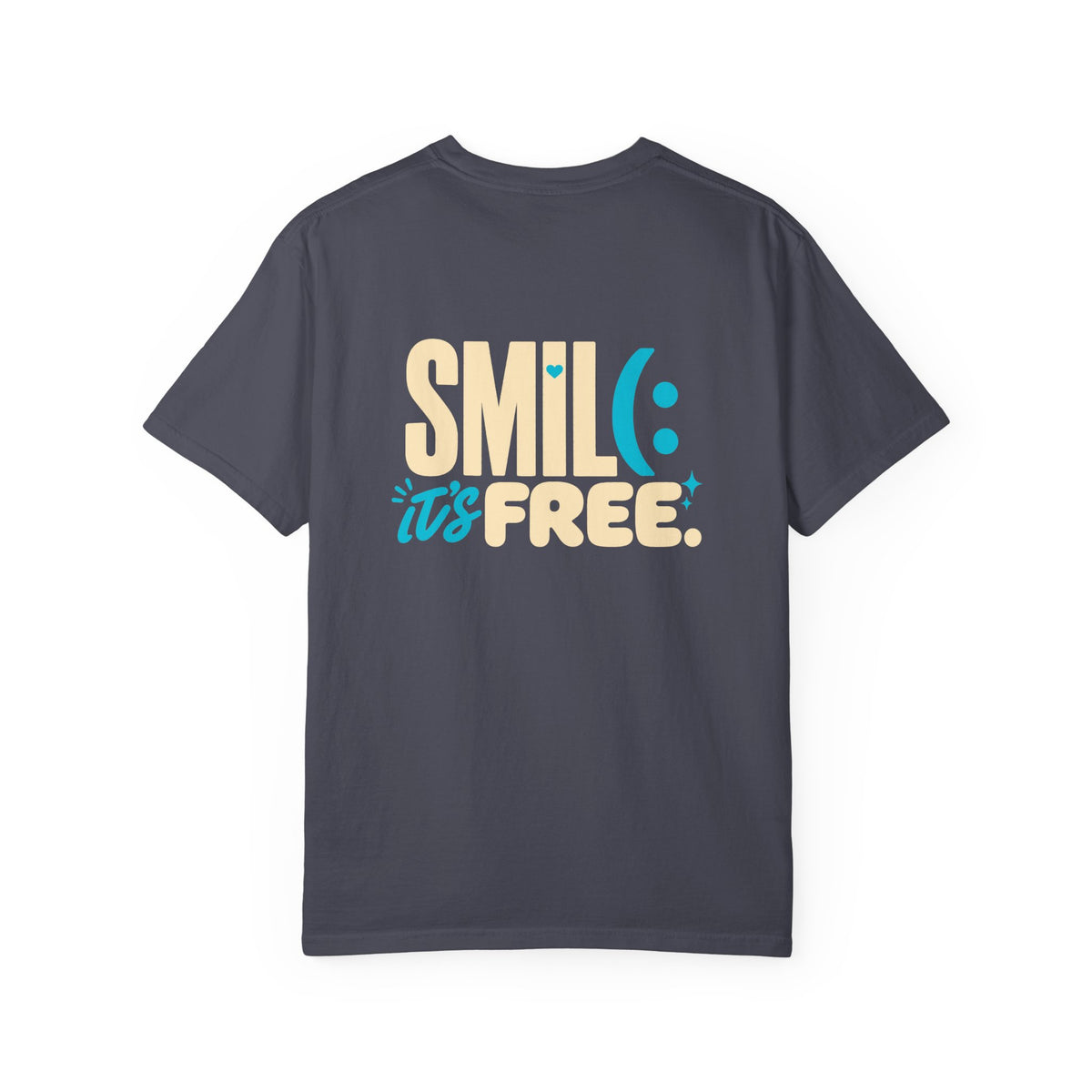 SMIL(: IT’S FREE. Charcoal & Plum Front-and-Back Tee