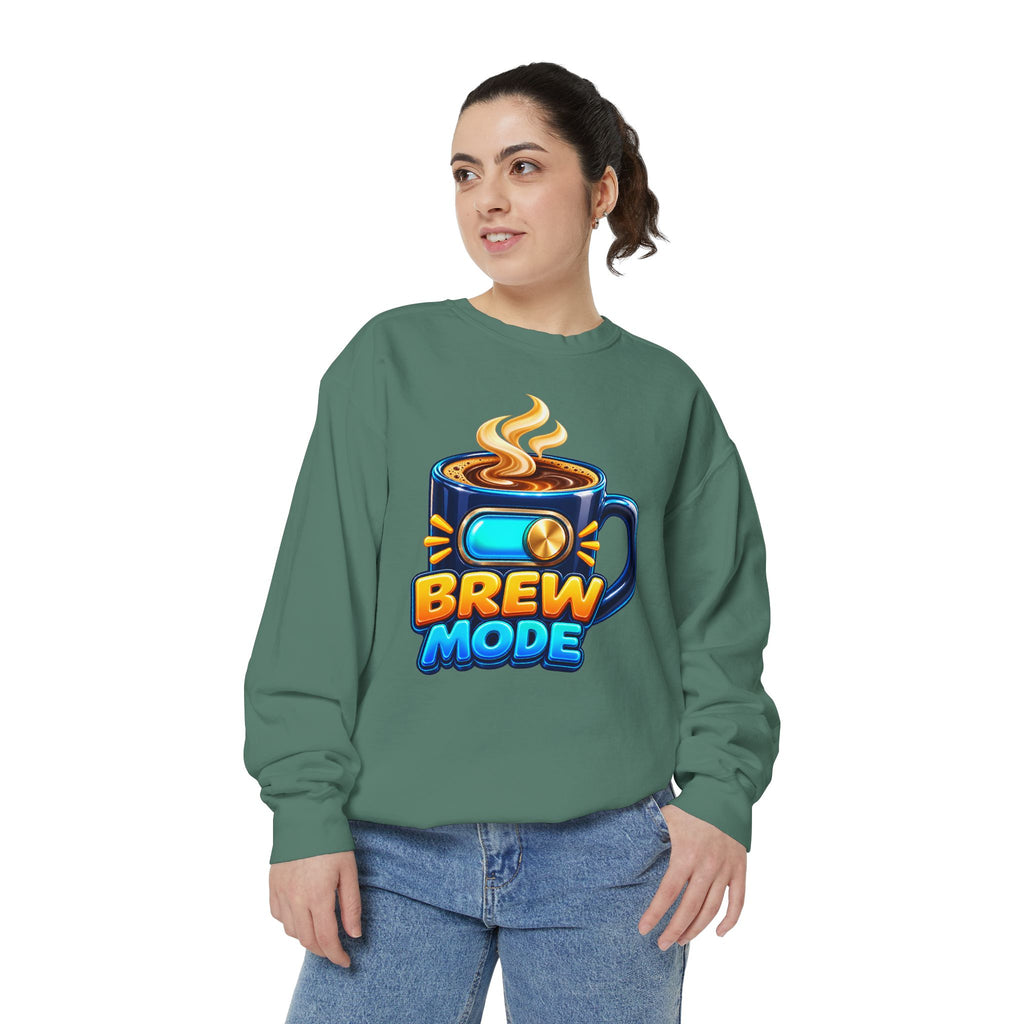 Brew Mode Coffee Lover Crewneck Sweatshirt ☕️ | Cozy Coffee Graphic Pullover