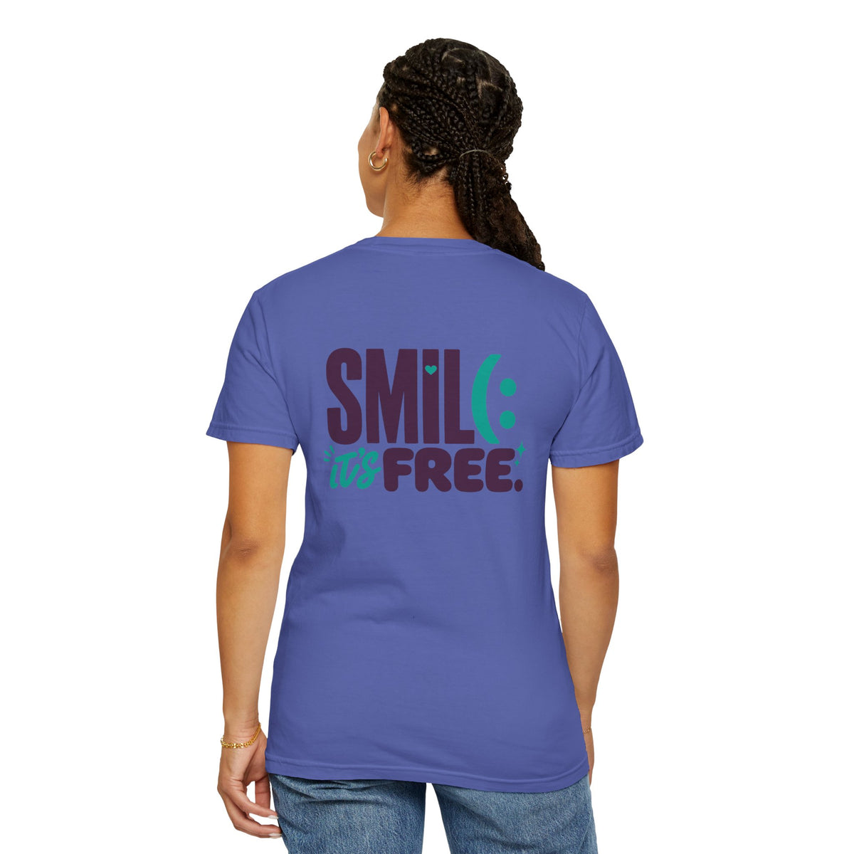 SMIL(: IT’S FREE. Front & Back Garment-Dyed Graphic Tee