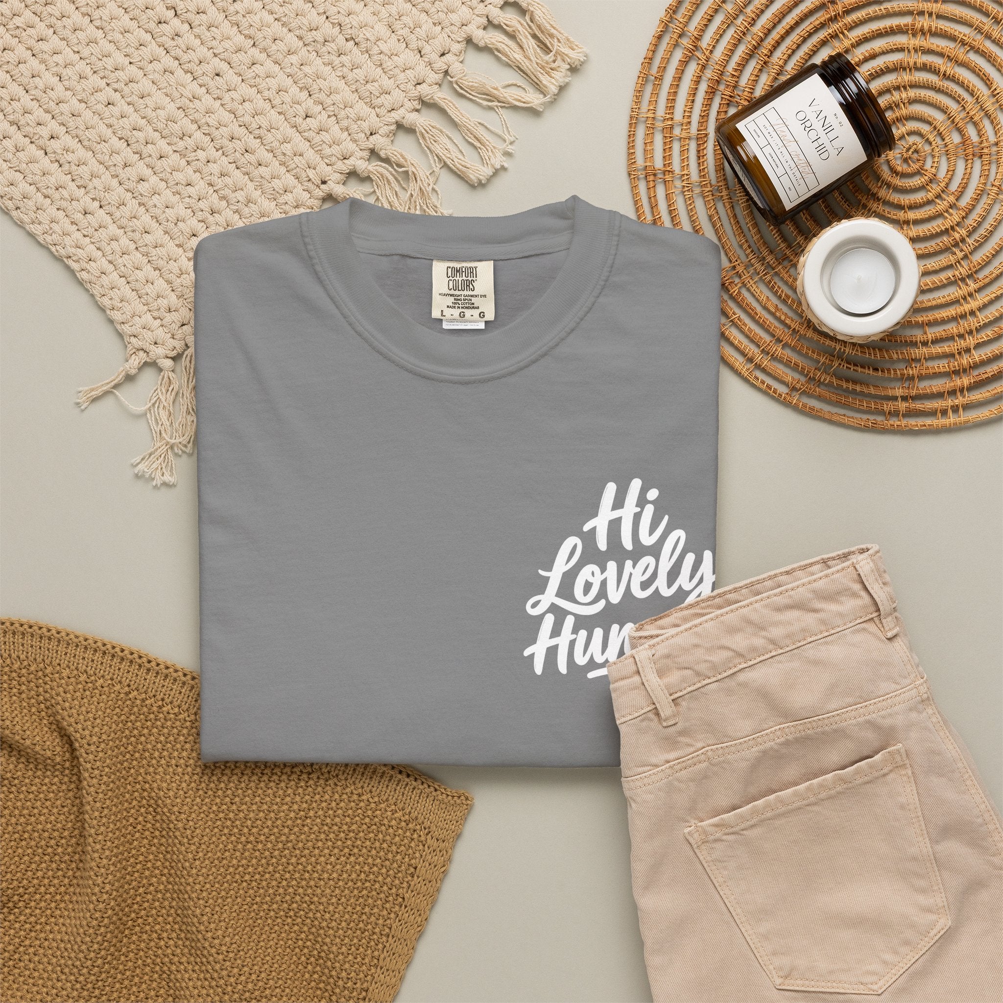 Hi Lovely Human — Inspirational Garment-Dyed Adult T-Shirt