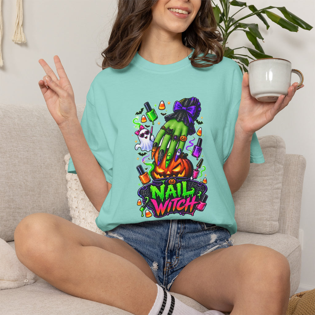 Nail Witch Halloween Tee – Adult Unisex Nail Tech & Beauty Salon Shirt