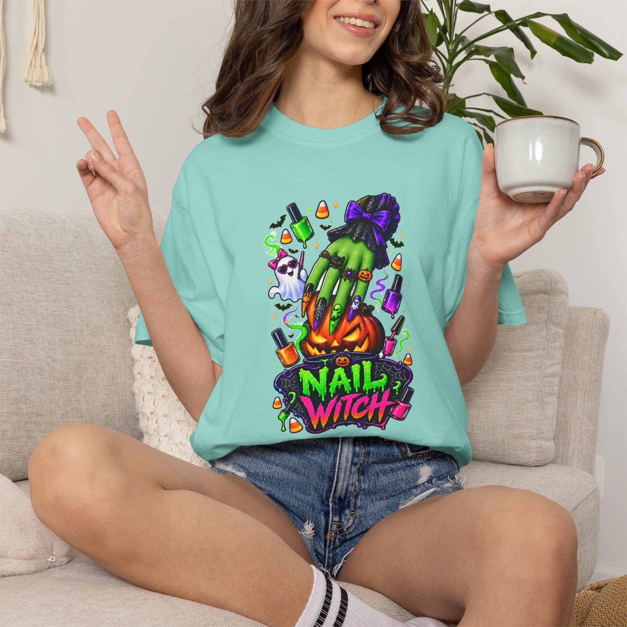 Nail Witch Halloween Tee – Adult Unisex Nail Tech & Beauty Salon Shirt