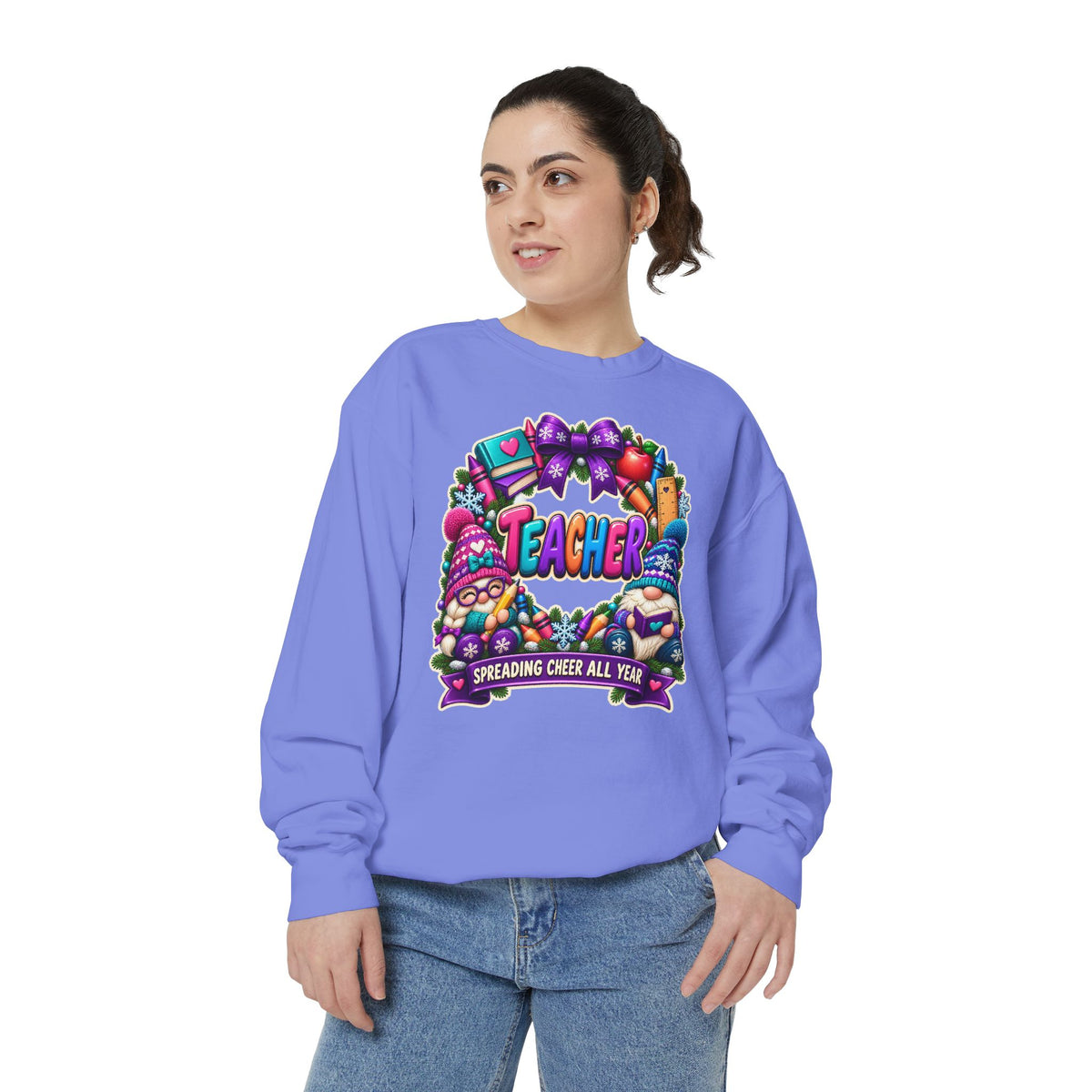Teacher Spreading Gnomes Cheer All Year Christmas Sweatshirt