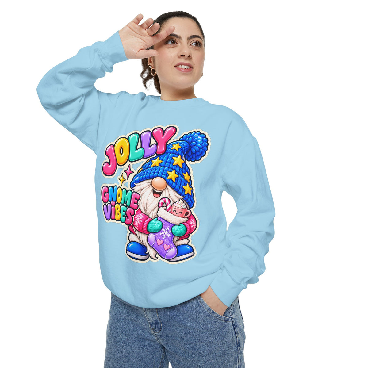 Jolly Gnome Vibes Christmas Sweatshirt