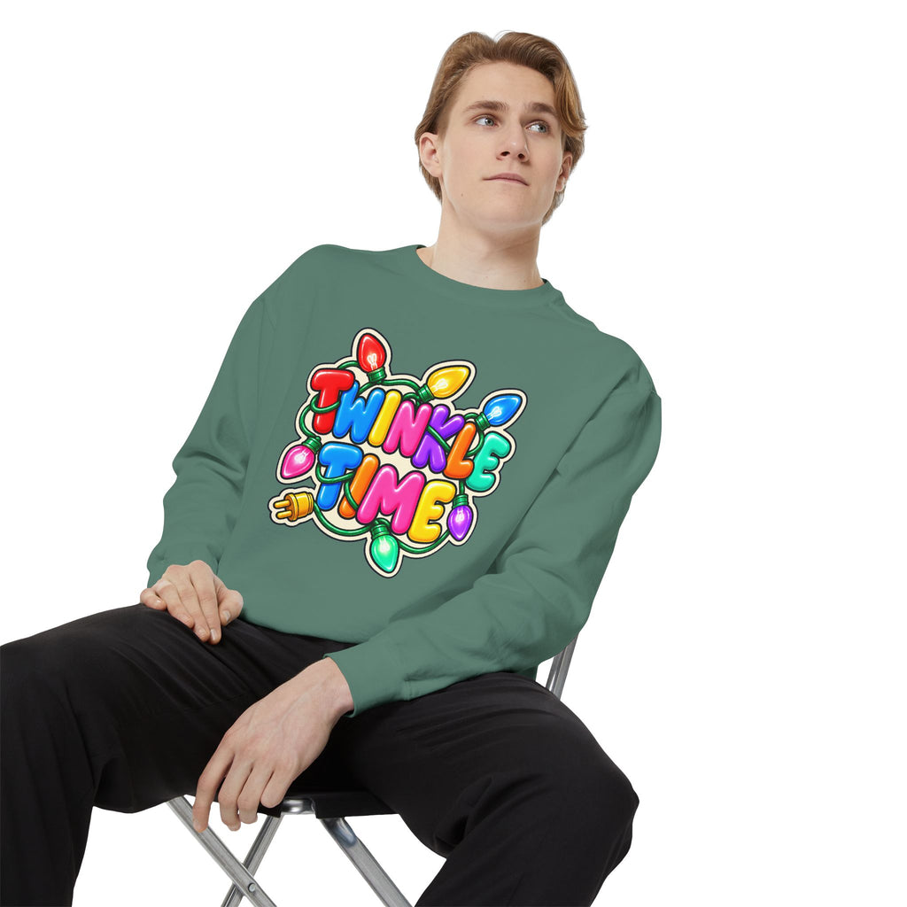 Twinkle Time Christmas - Colorful Holiday Light Graphic  Sweatshirt