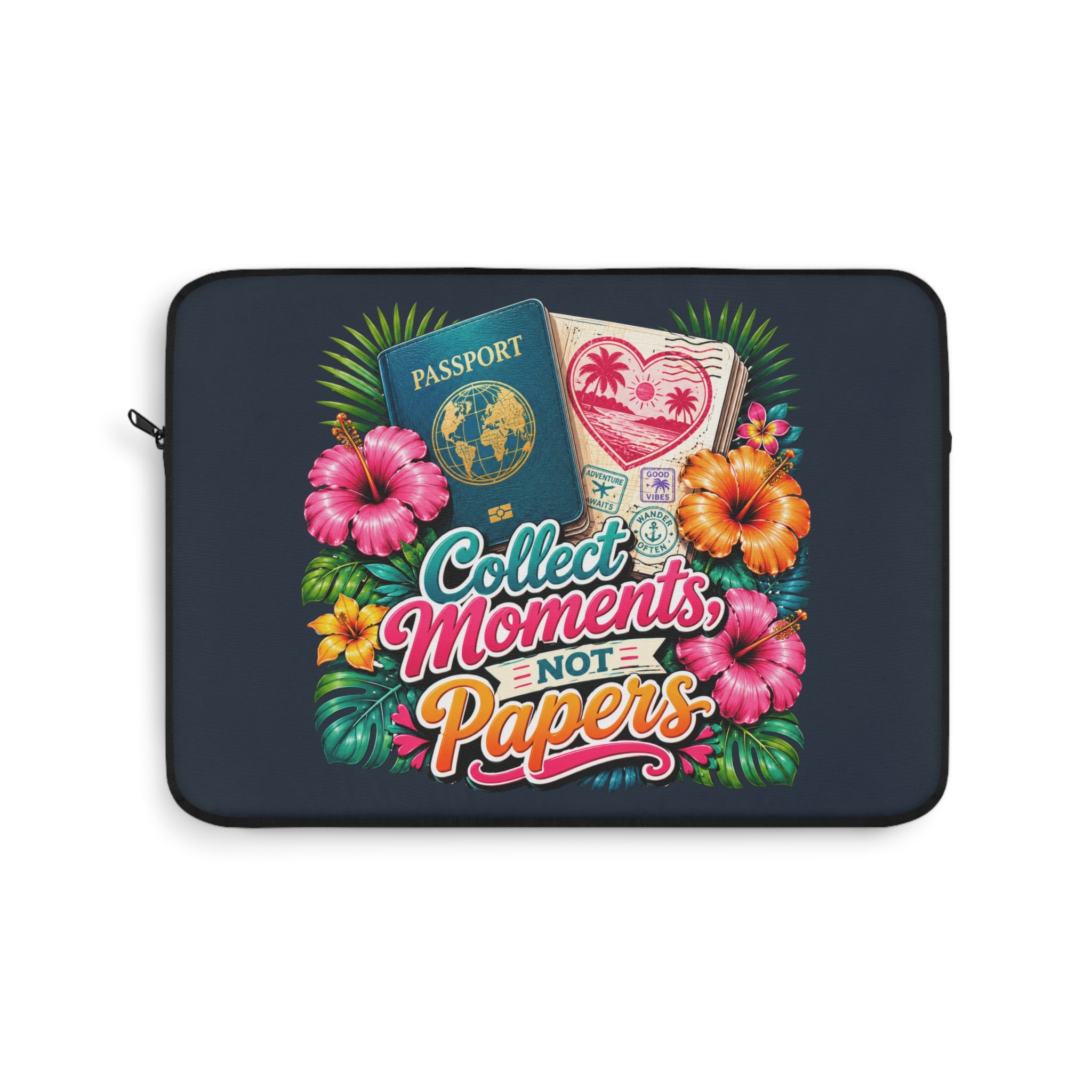 Collect Moments, Not Papers - Deep Passport Laptop and iPad Sleeve