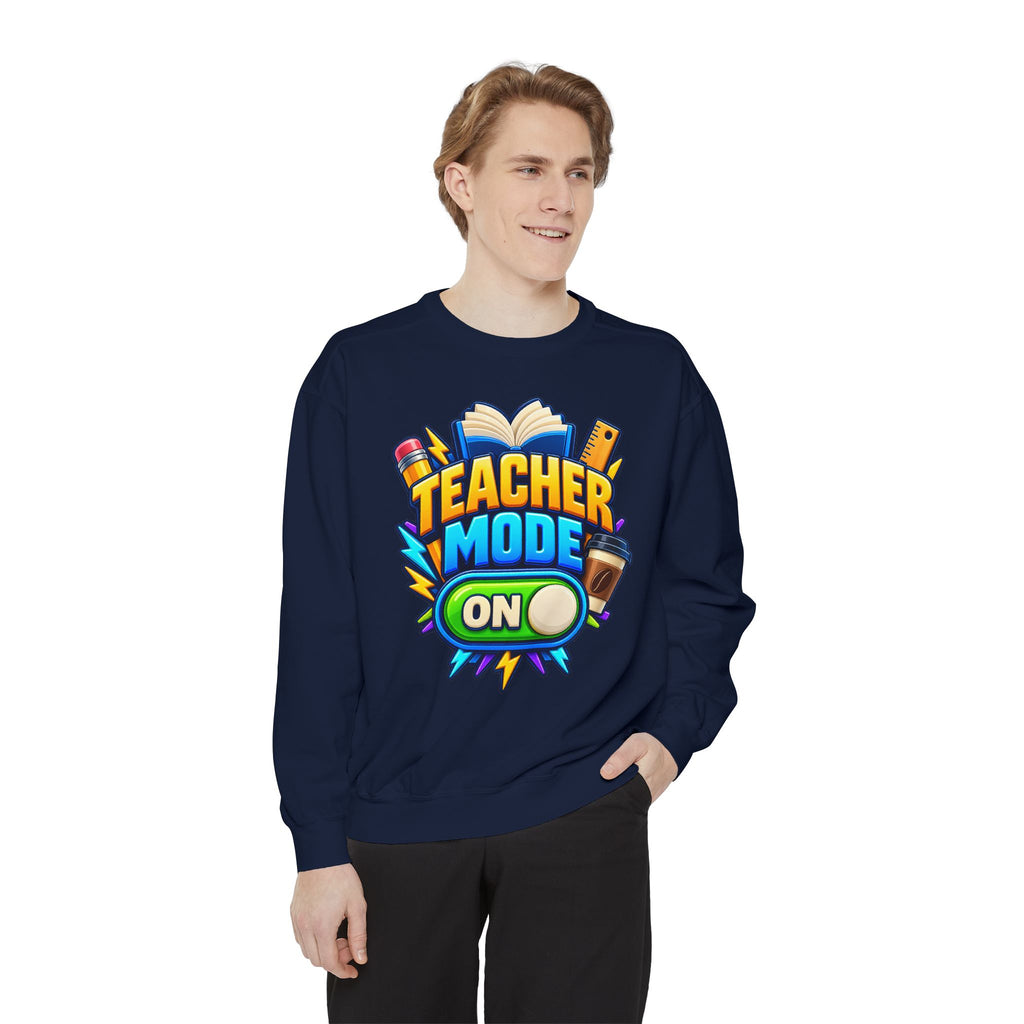 Teacher Mode On Sweatshirt 📚☕ | Funny Teacher Crewneck
