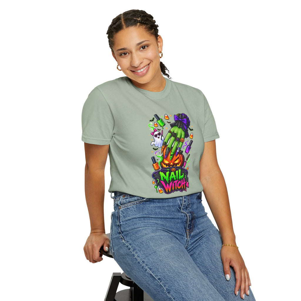 Nail Witch Halloween Tee – Adult Unisex Nail Tech & Beauty Salon Shirt