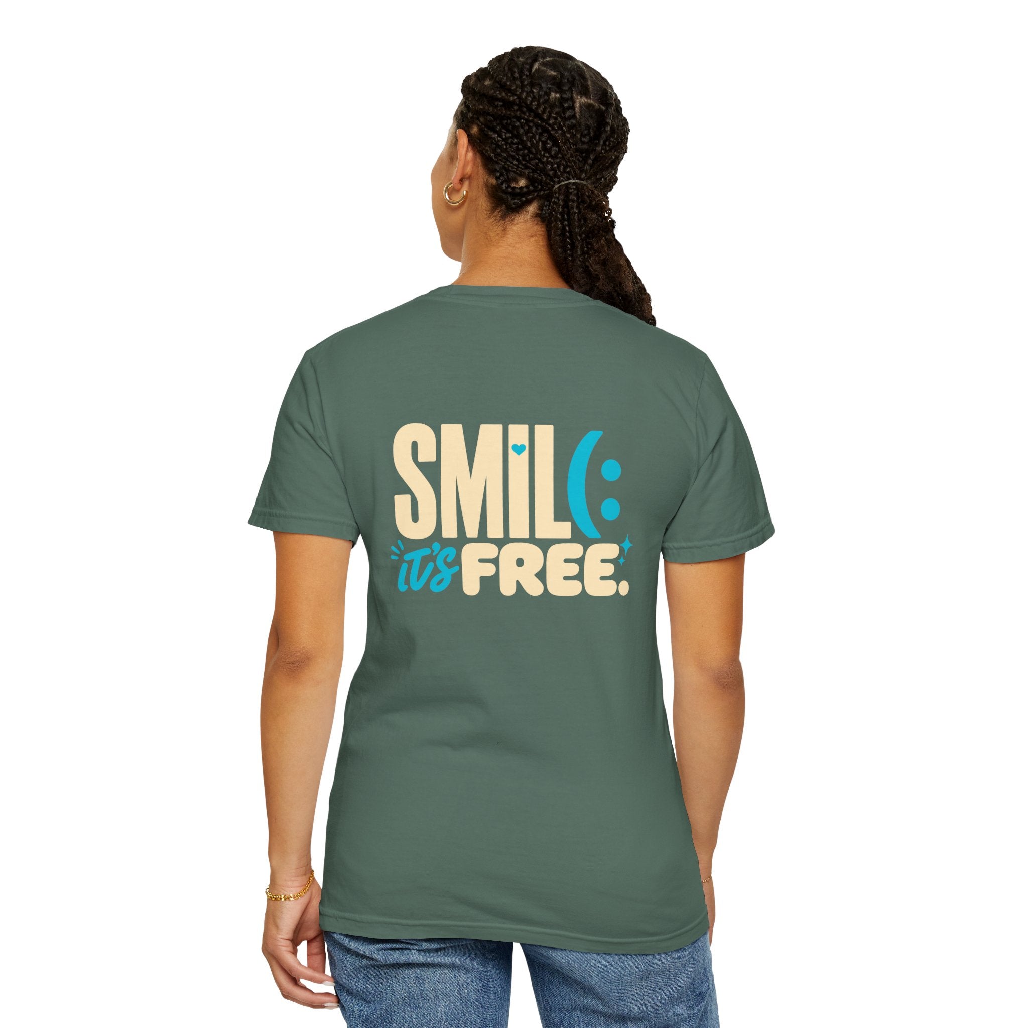 SMIL(: IT’S FREE. Charcoal & Plum Front-and-Back Tee