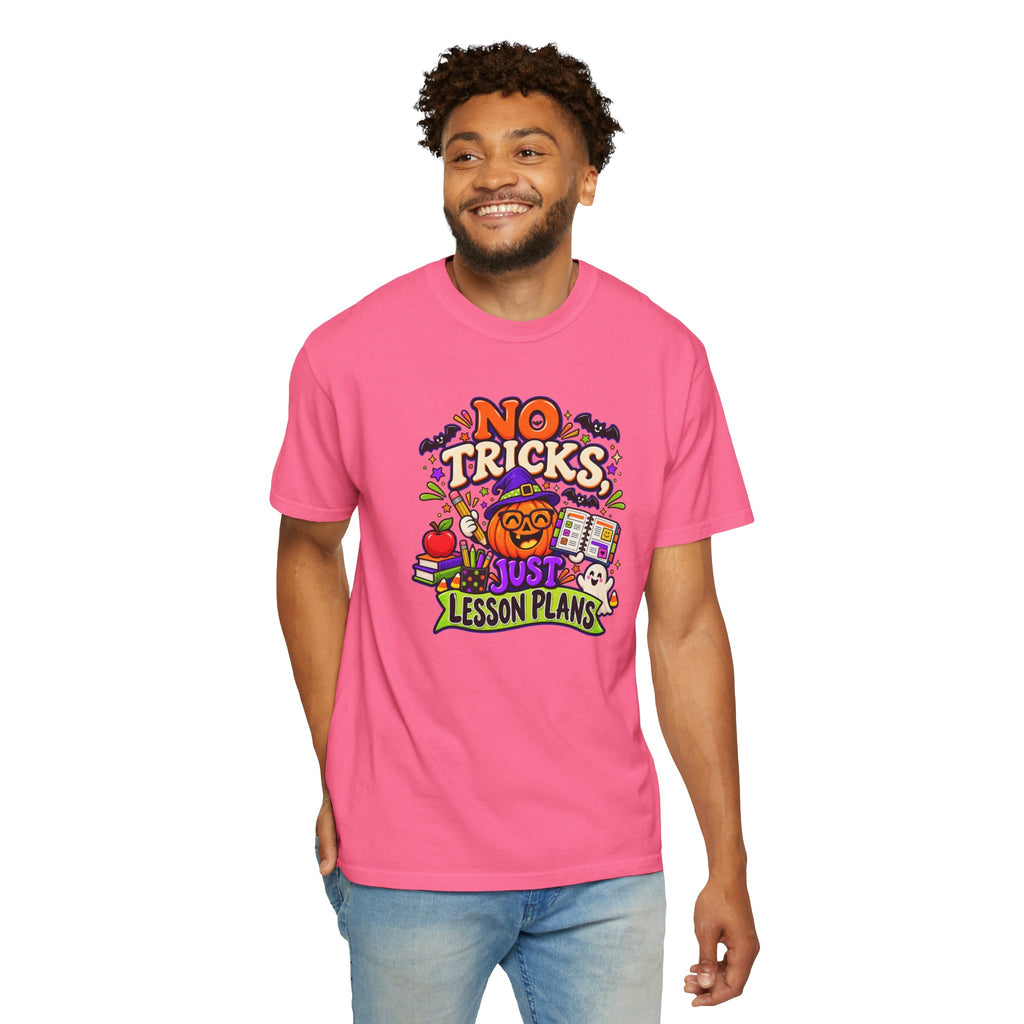 Halloween Teacher T-Shirt - "No Tricks, Just Lesson Plans"