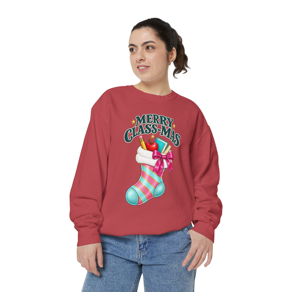 Merry Class-mas Sweatshirt — Christmas Teacher Holiday Stocking Crewneck