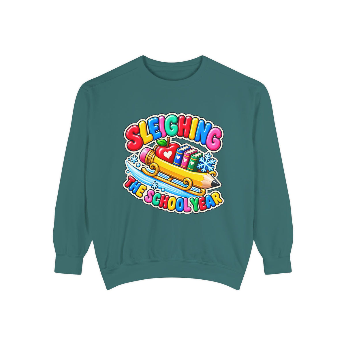 Sleighing the School Year Christmas Sweatshirt 📚🍎❄️