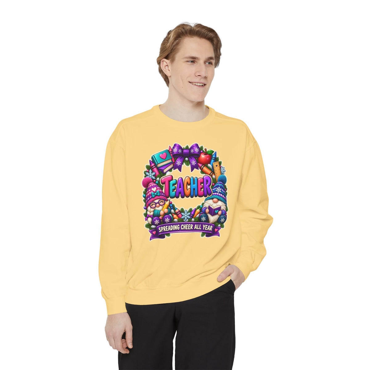 Teacher Spreading Gnomes Cheer All Year Christmas Sweatshirt