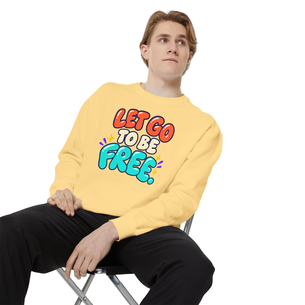 Let Go to Be Free Relaxed-Fit Sweatshirt — Lavender & Gray