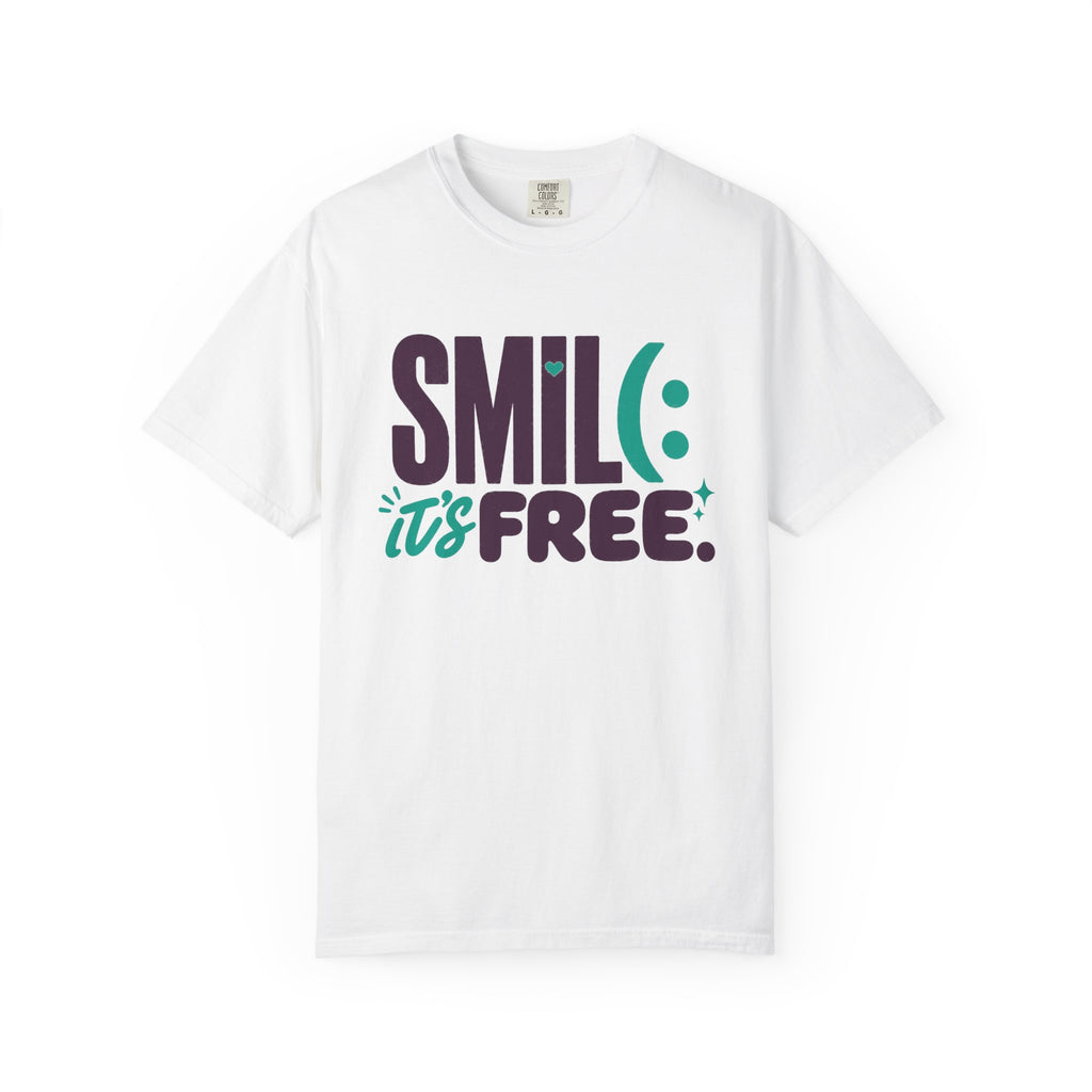 SMIL(: IT’S FREE. Plum & Teal Garment-Dyed Graphic Tee