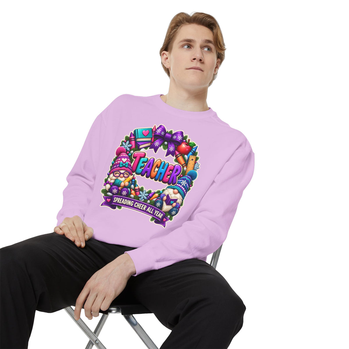 Teacher Spreading Gnomes Cheer All Year Christmas Sweatshirt