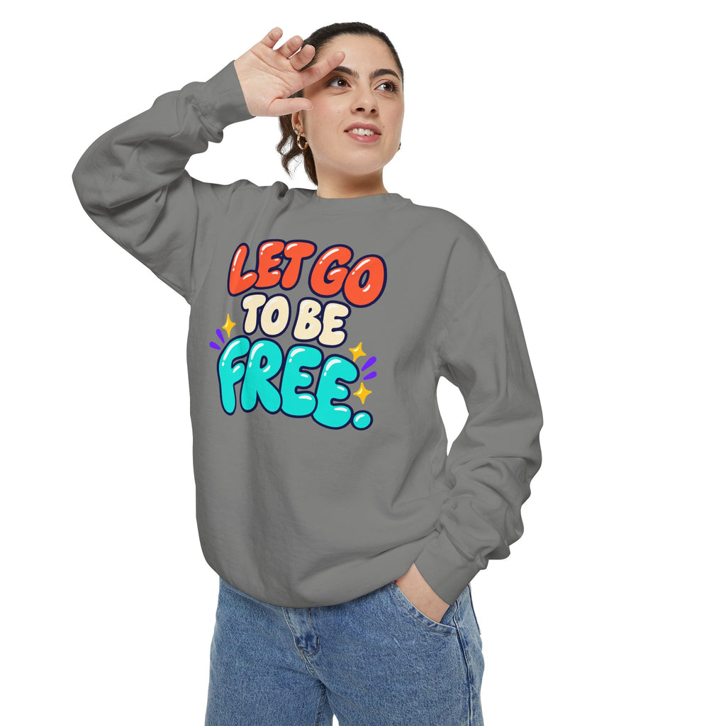 Let Go to Be Free Relaxed-Fit Sweatshirt — Lavender & Gray