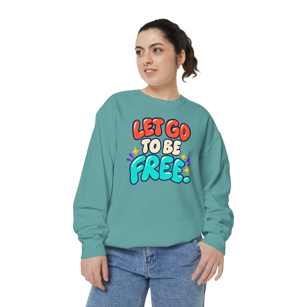 Let Go to Be Free Relaxed-Fit Sweatshirt — Lavender & Gray