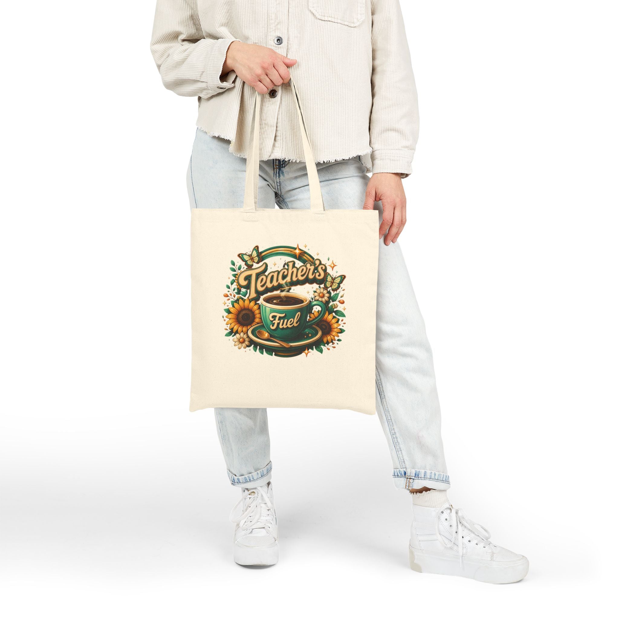Teacher's Fuel Coffee and Sunflower - Canvas Tote Bag