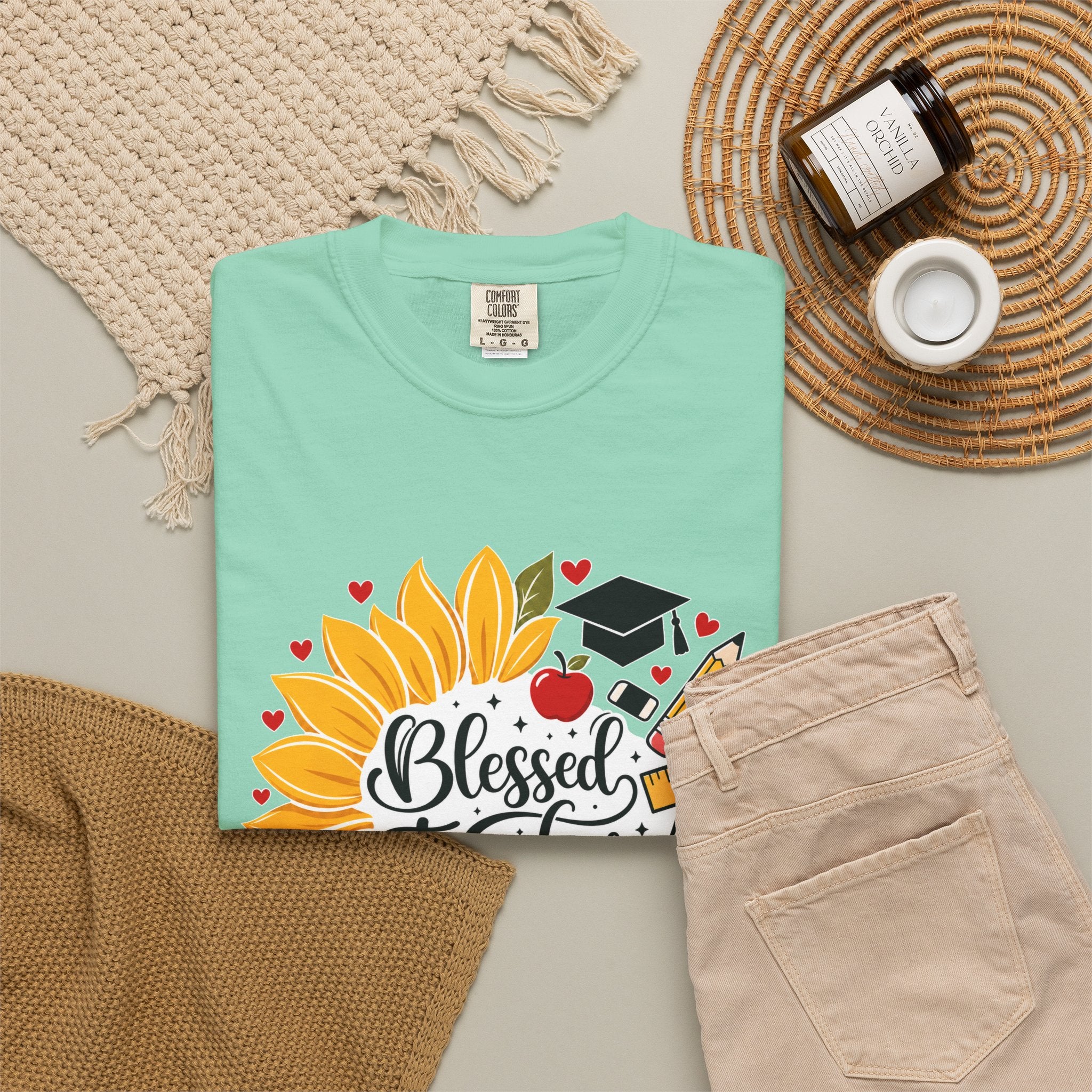 Blessed Teacher Heavyweight Tee 🌻📚✏️