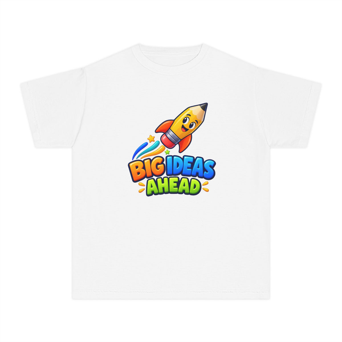 🚀 Big Ideas Ahead Rocket Pencil Kids Tee