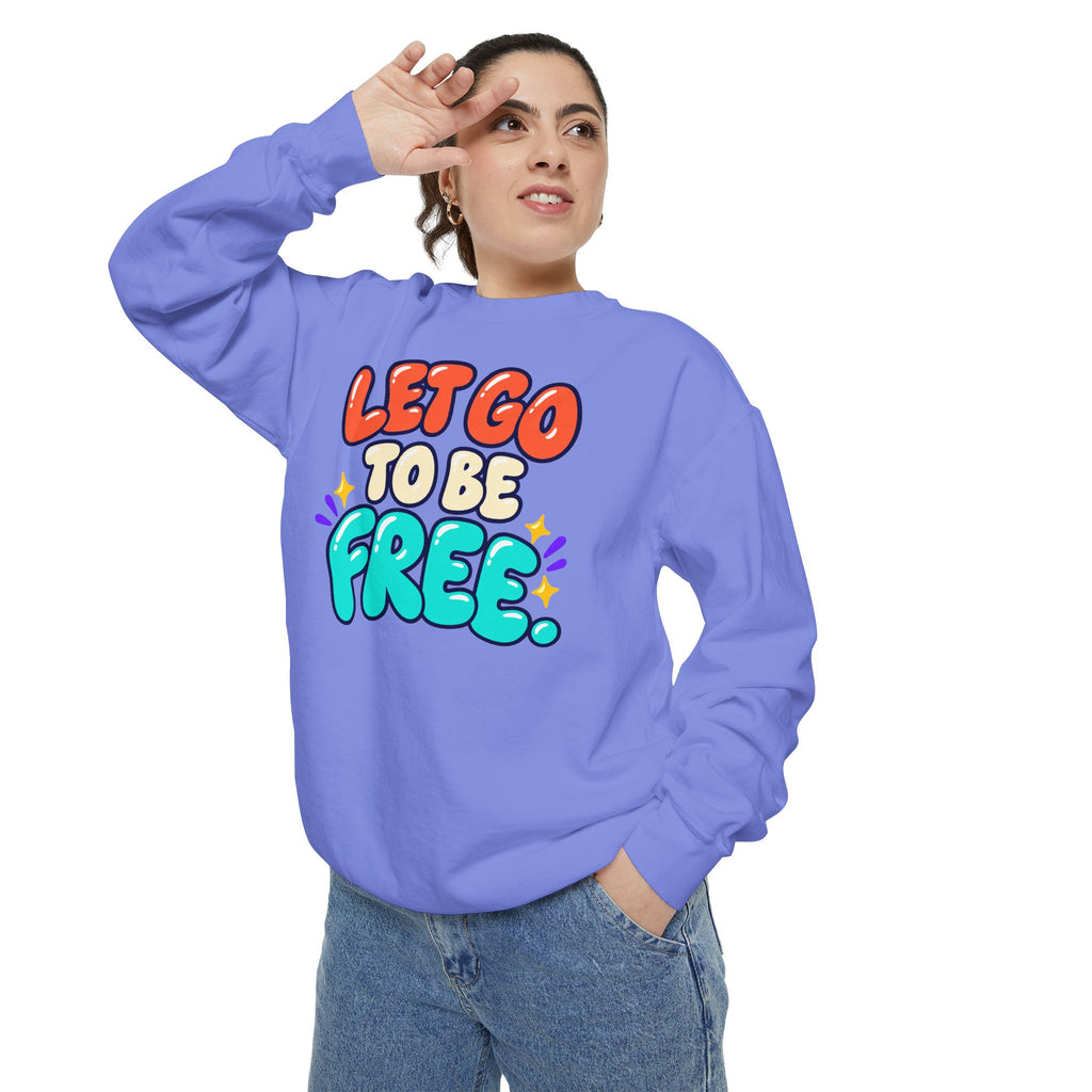 Let Go to Be Free Relaxed-Fit Sweatshirt — Lavender & Gray