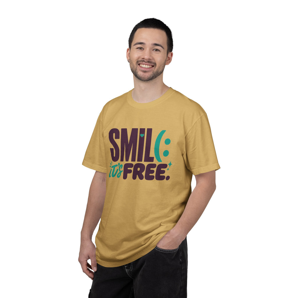 SMIL(: IT’S FREE. Plum & Teal Garment-Dyed Graphic Tee