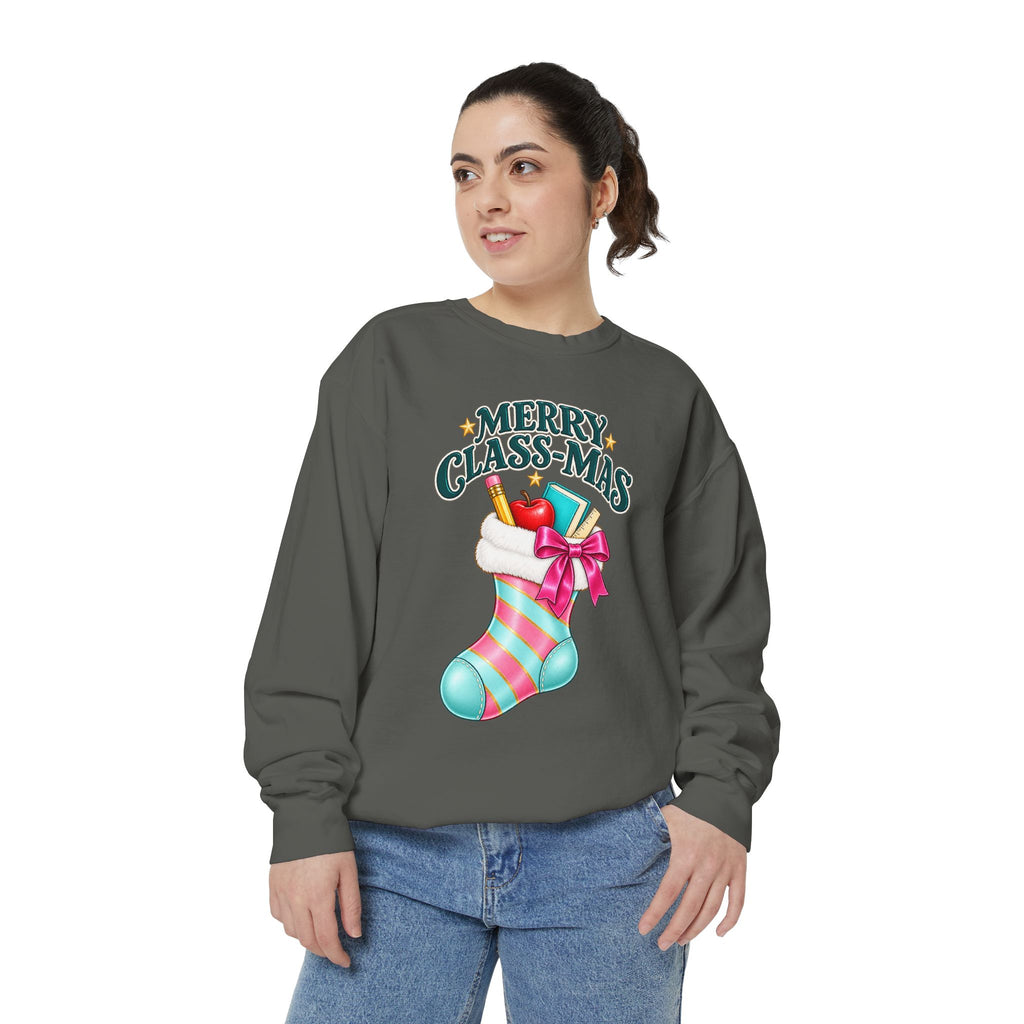 Merry Class-mas Sweatshirt — Christmas Teacher Holiday Stocking Crewneck