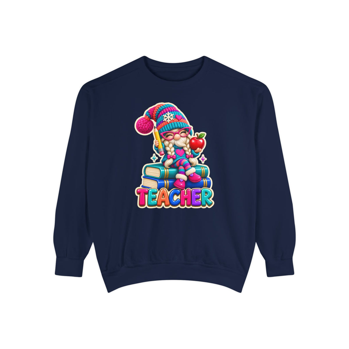 Teacher Gnome Book Lover Holiday Sweatshirt
