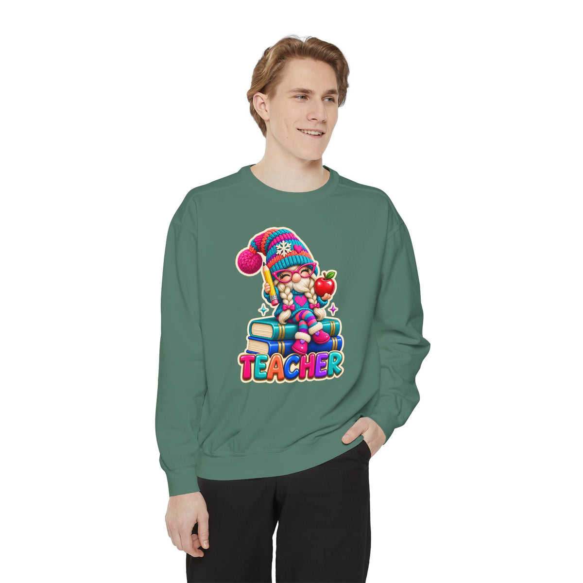 Teacher Gnome Book Lover Holiday Sweatshirt