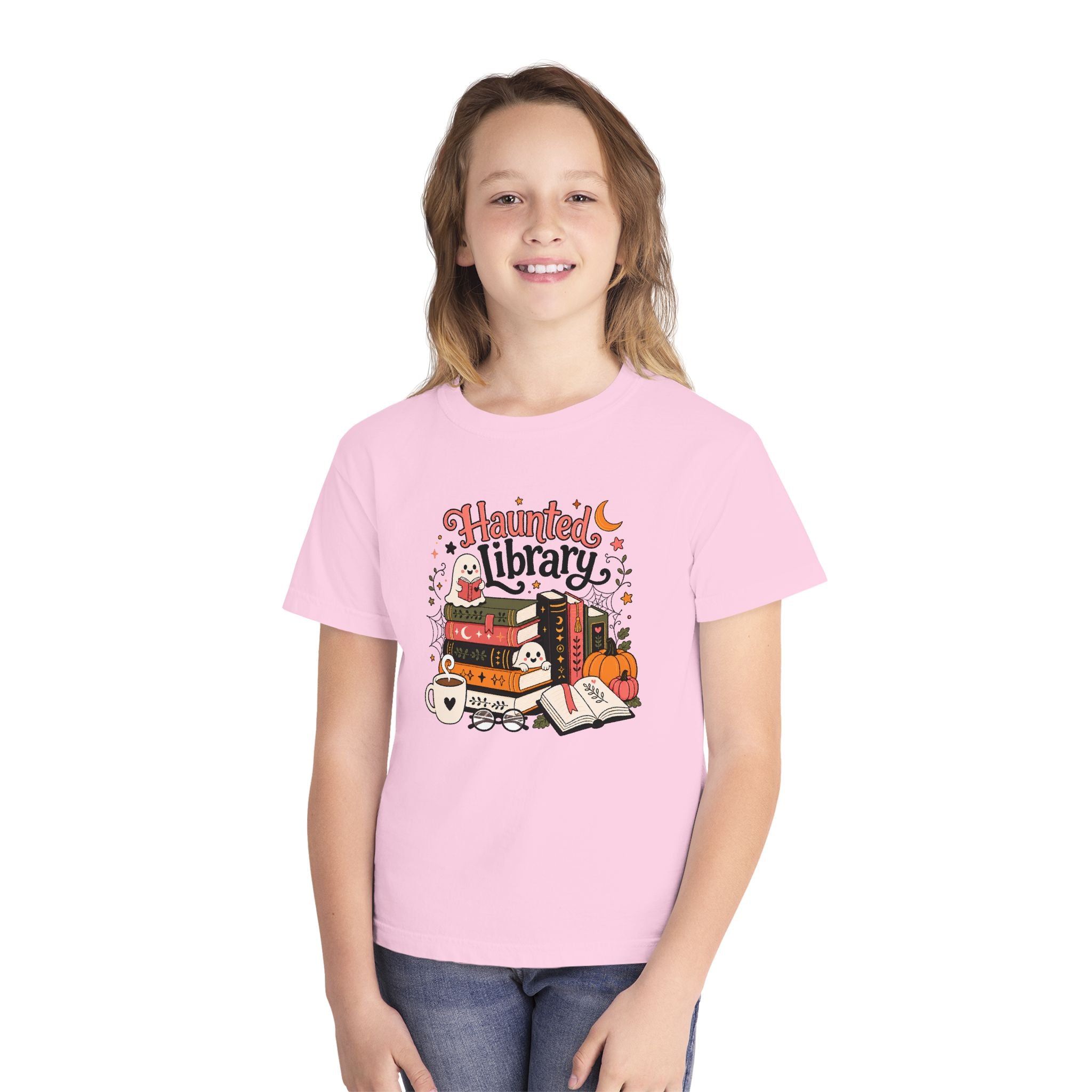 Haunted Library Youth Retro Tee 🎃📚