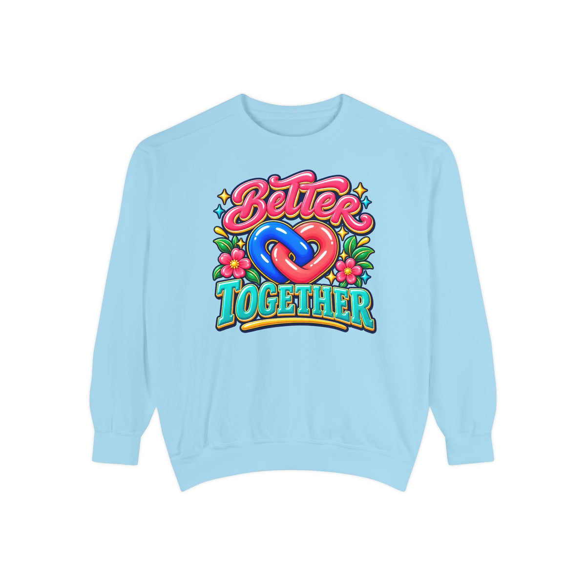 Better Together Heart Sweatshirt — Yellow & Aqua